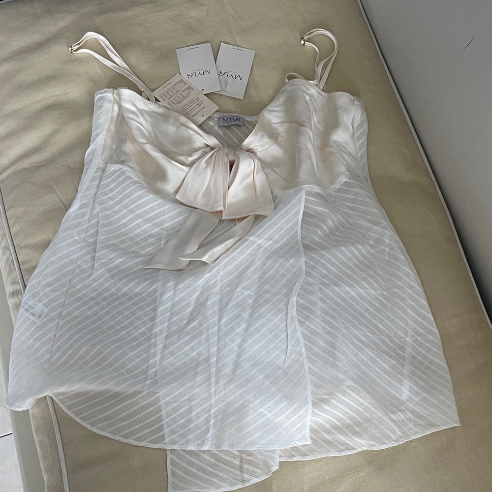 Myla London Elegant silk Cream cup bow cotton camisole
